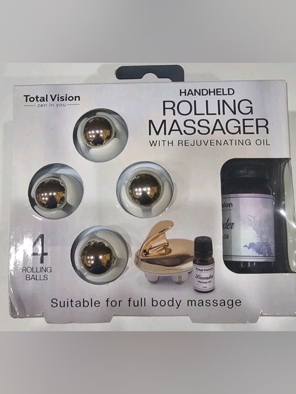 Handheld Rolling Massager with Lavender Oil - Gold In Color